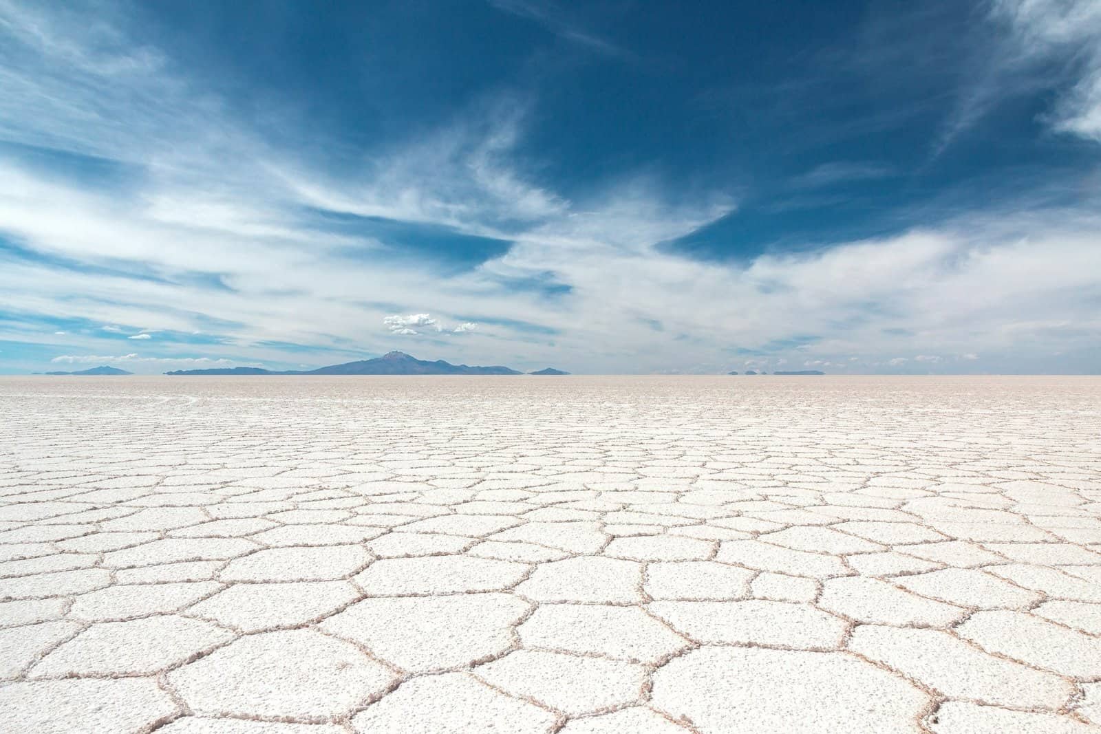 The salt crust of Salar de Uyuni in Bolivia