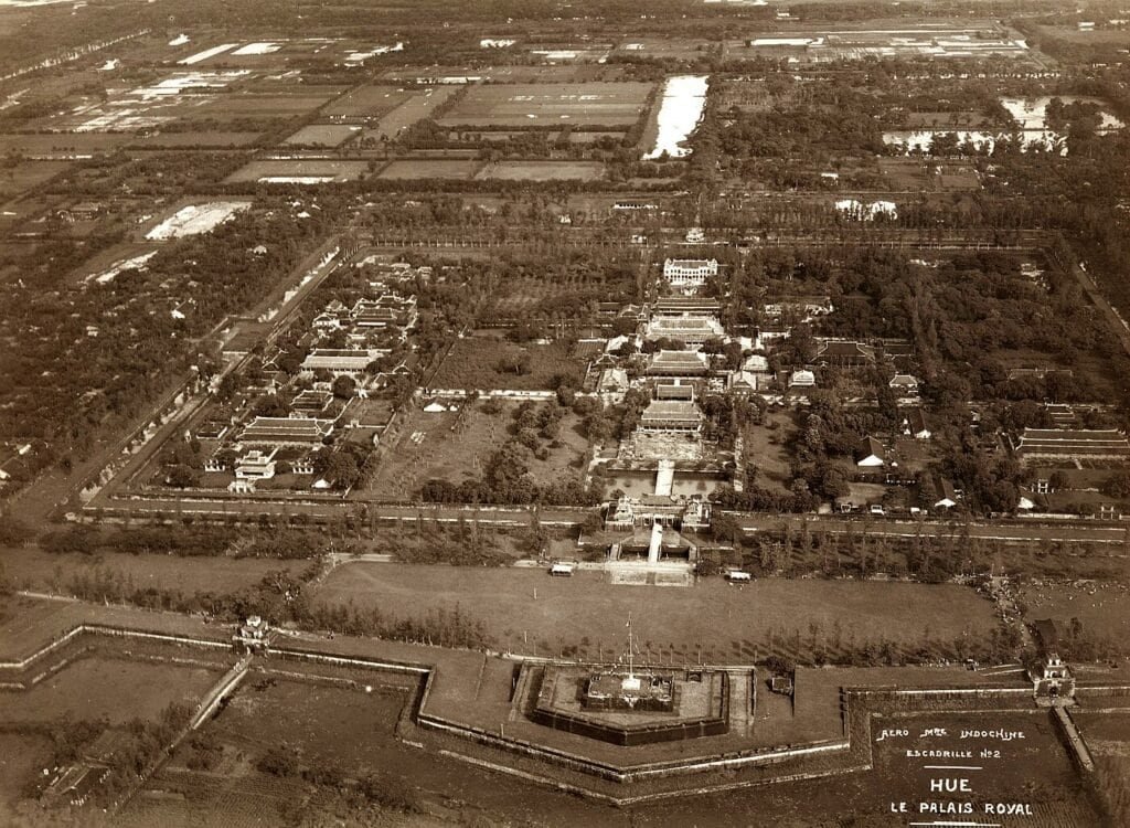 Aerial photograph of the Imperial Palace at Hue, Vietnam, taken in 1932